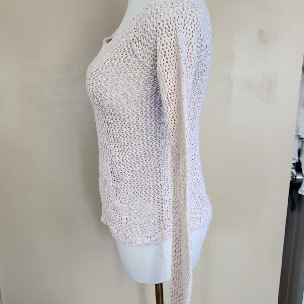 VINTAGE! Pink Crochet Knit Off the Shoulder Sweater, Women's M - Picture 3 of 9